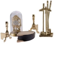 Dollhouse Miniatures 1 12 Scale Brass Fireplace Accessories With