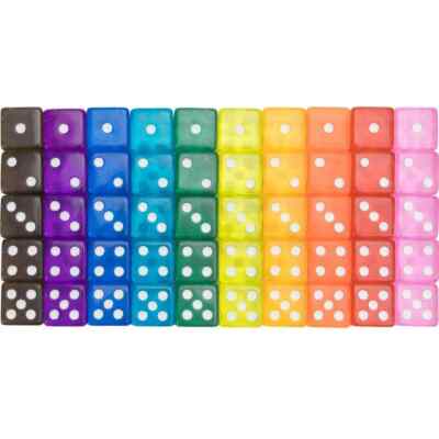 Vintage Style 50-Pack D6 Dice Set   10 Unique Colors, Translucent 16mm Game Dice