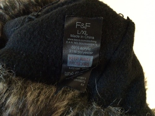 Unisex F&F Wool Feel & Faux Fur Trapper Hat U.K. L/XL Geometric Pattern - Picture 4 of 4
