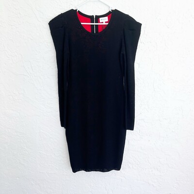 milly lace pointelle flare dress Milly Pointelle Lace Drape Sleeve Dress in Black/Red, Size: Large