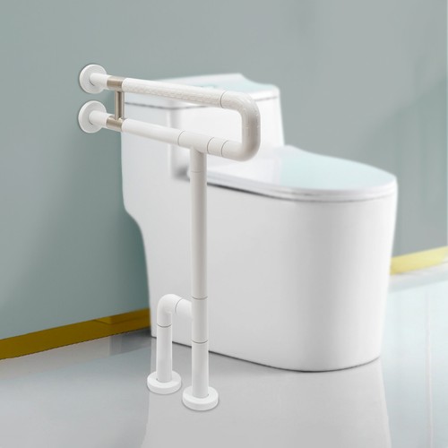 White 23.62*27.55in ABS& 201 Stainless Toilet Grab Bars Safety Handrails Handle