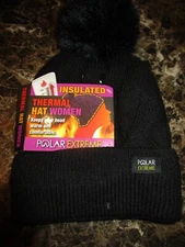 Polar Extreme Women's Thermal Insulated Winter Knit Hat Beanie Black