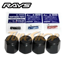 4 VOLK RACING RAYS TIRE VALVE STEM CAPS FORGED ALUMINUM BLACK UNIVERSAL JDM M