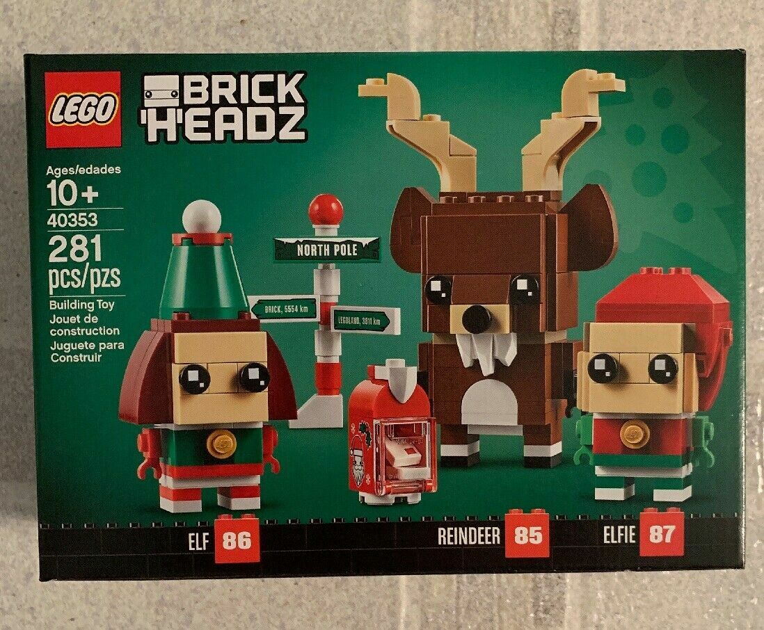 LEGO Christmas Holiday 40353 Reindeer Elf Elfie Elves Brick Headz  BrickHeadz
