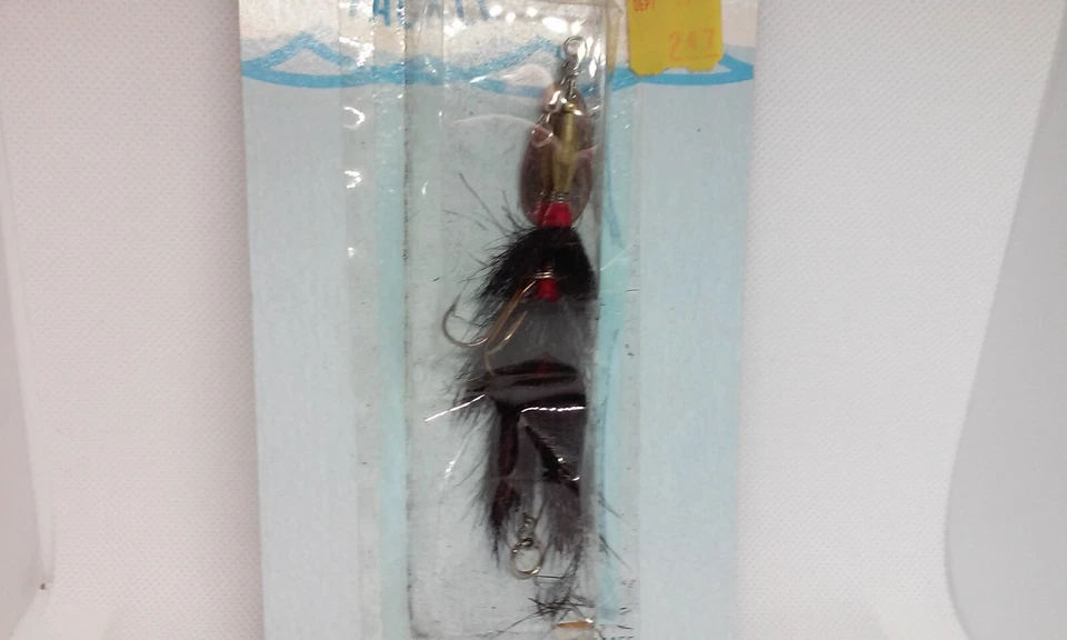 Señuelo de pesca giratorio en línea vintage MARATHON TACKLE BIG SLIM negro plateado/Br 4" nuevo en stock Foto 2 de 4