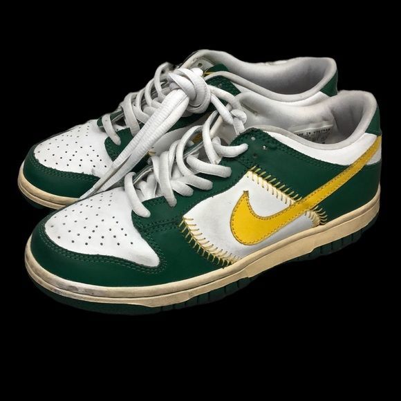 Nike Dunk Low GS Baseball Pack White/Varsity Maize-Pine Green Sz