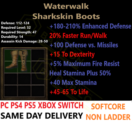 ✅PC PS4 PS5 XBOX SWITCH✅NON-LADDER All Uniq Boots DIABLO 2 RESURRECTED D2R ITEMS - Picture 16 of 17