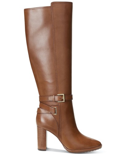 Lauren Ralph Lauren Women's Manchester Buckled Dress Boots Deep Saddle Tan - Picture 2 of 9