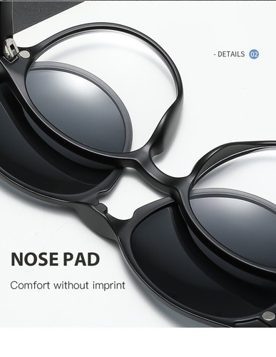 5 Pack Sunglasses Magnetic Clip-on Lens + 1 Pc Outdoor Rx Eyeglass Frames - Picture 18 of 18