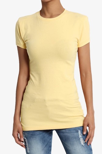 TheMOGAN Women's Basic Plain T SHIRT CREW Neck Short Sleeve STRETCH Cotton Tee - Picture 39 of 49