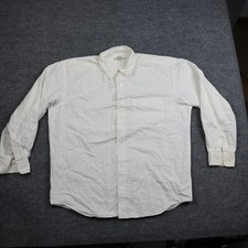 Banana Republic Shirt Mens Large White Textured Cotton Button Front Dress Pocket