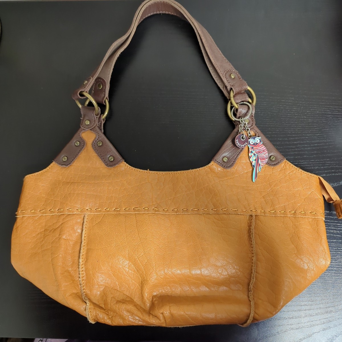 THE SAK Soft Leather Purse Brown Shoulder Bucket Bag Tote Hobo