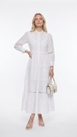 Sandro Kleid Ecru Spitze Leinen Gr. 38 FR Damen SFPRO02902