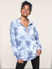 VS VICTORIAS SECRET PINK VARSITY HALF ZIP PULLOVER SWEATER