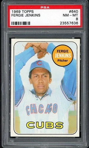 1969 TOPPS #640 FERGIE JENKINS CUBS PSA 8 NM/MT 538356 (KYCARDS)