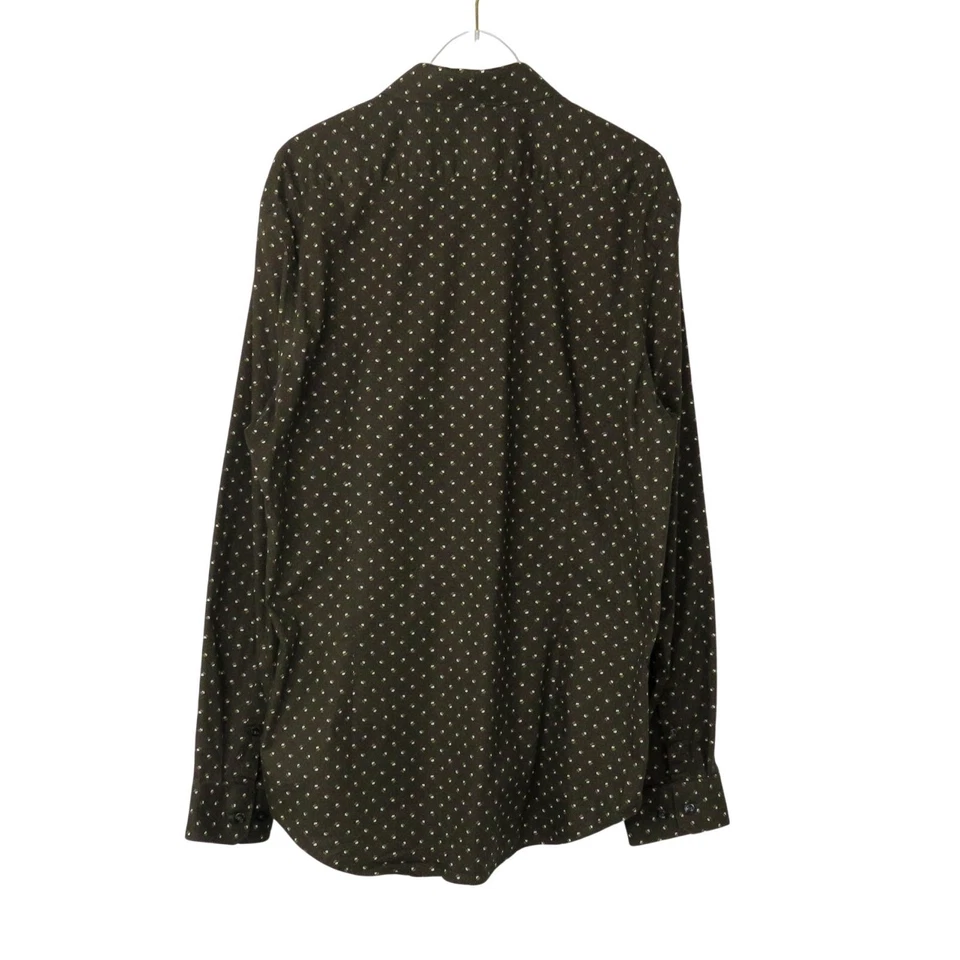 Camisa de vestir Express Slim 1MX verde oscuro floral con cuello abotonado para hombre mediana Foto 3 de 4