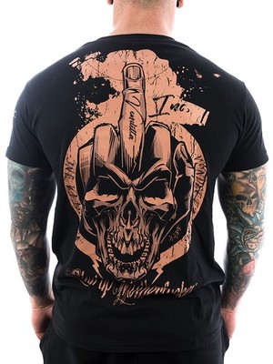 Vendetta Inc. Männer Rundhals kurzarm T Shirt Middle Finger 1040 schwarz - Neu