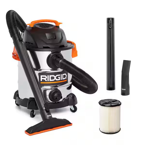 10 Gal. 6.0 Peak HP Stainless Steel Shop Vacuum WD1060 Wet Dry Vac with Filter,