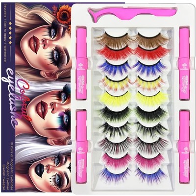 Color Magnetic Eyelashes Colored Magnetic Lashes   The Perfect Glam Pack: 10