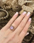 Vintage Soviet 875 Silver Gilt Pink Corundum Ring Soviet USSR Size 4.67g 1980