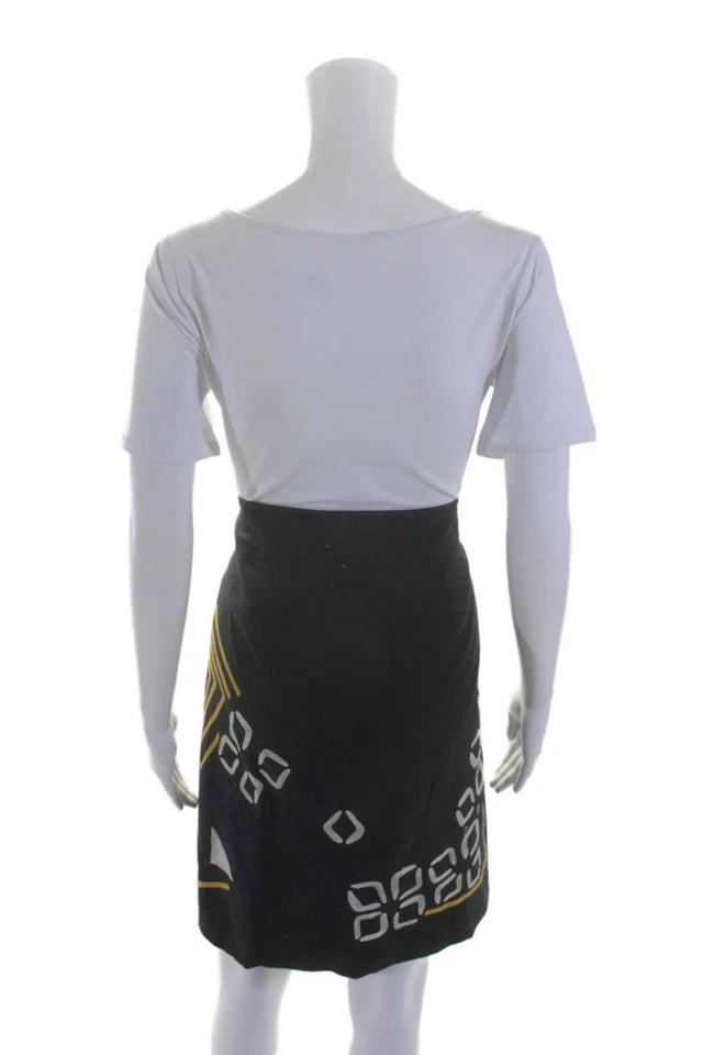 DKNY Mujer Forrada Lana Bordada Cremallera Hasta la Rodilla Falda Lápiz Gris Talla 12 Foto 3 de 4