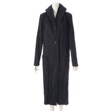 ISSEY MIYAKE 1998 Vintage Pleats Design Bicolor Long Coat IM82 FA603 Black Blue