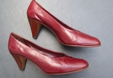 ADRIANO, Vintage Pumps 80er Jahre, Gr.  36, Trichterabsatz, Vollleder, Dunkelrot