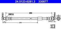 ATE Bremsschlauch 24.5123-0281.3 FüR Klasse Mercedes W203 W202 SLK W210 R170 CLK