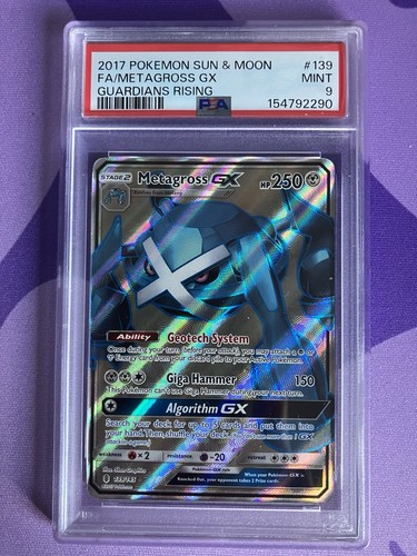 2017 POKEMON SUN & MOON GUARDIANS RISING #139 FULL ART/METAGROSS GX PSA 9