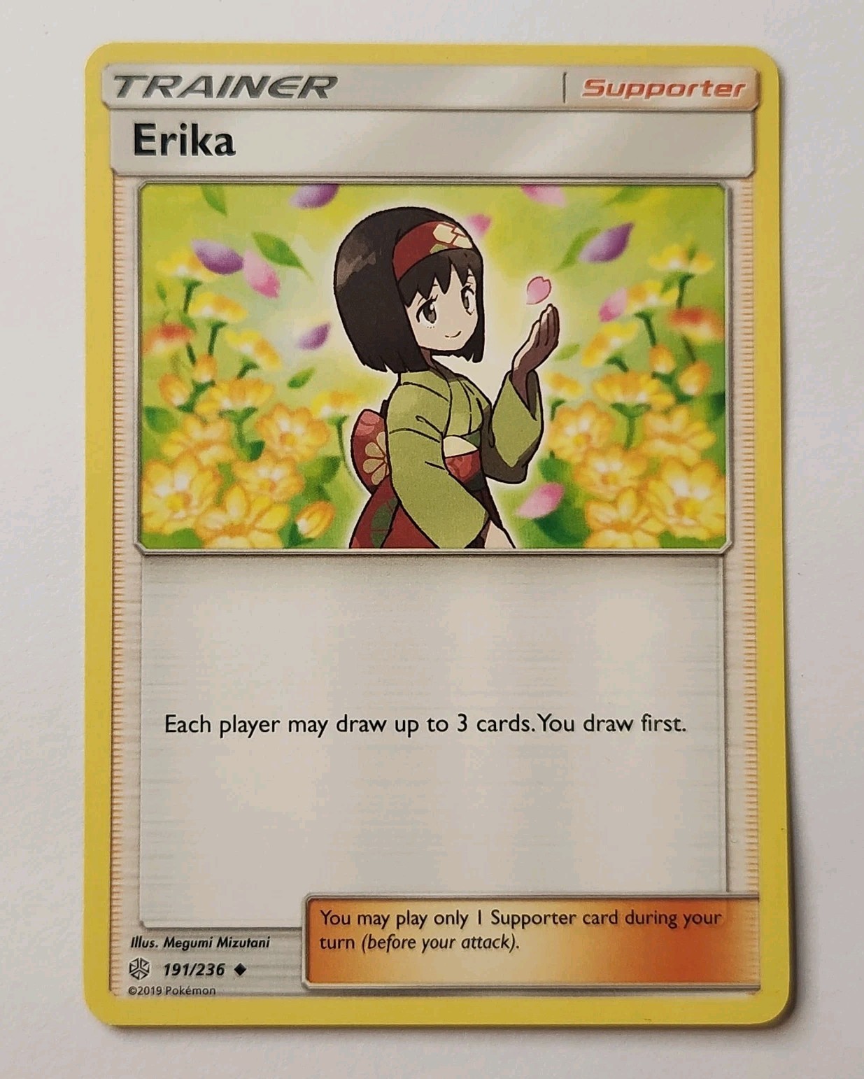 Erika 191/236 NM 2019 Pokemon SM Cosmic Eclipse Trainer Card Megumi Mizutani