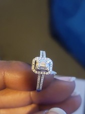 14k white gold with 3/4 diamond halo style engagement ring