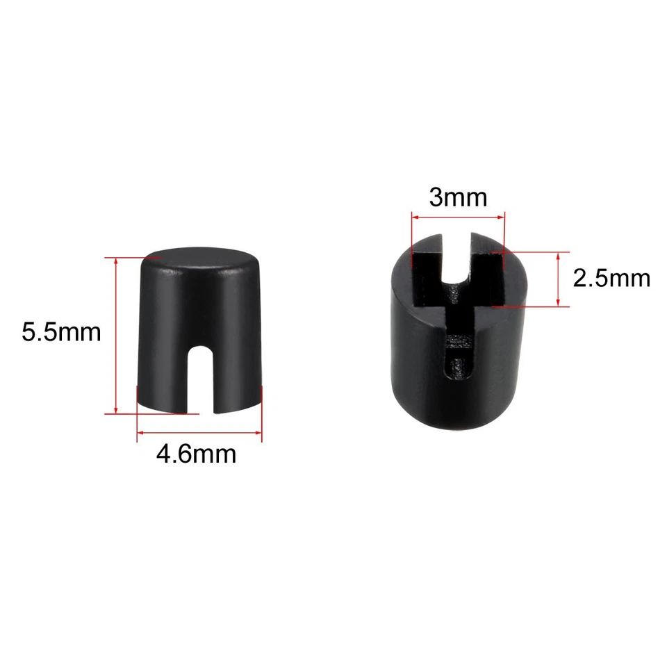 Tapas de interruptor táctil de botón pulsador de plástico de 4,6 x 5,5 mm negras para 6 x 6 x 7,3 mm 50 piezas Foto 3 de 3