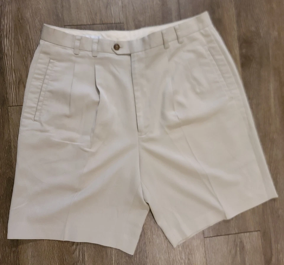 Шорты для гольфа мужские Cutter And Buck 35 бежевые с высокой талией плиссированные курортная одежда поло - Изображение 2 из 4