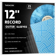 Vinyl Outer Sleeves, 12" 3 Mil Crystal Clear, 25 Pack