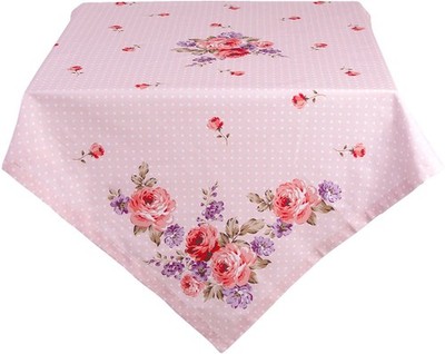 Clayre & Eef DTR01 Tischdecke Quadratisch Rosa, Flieder 100x100 cm