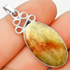 Natural Golden Seraphinite 925 Sterling Silver Pendant Jewelry P-1554
