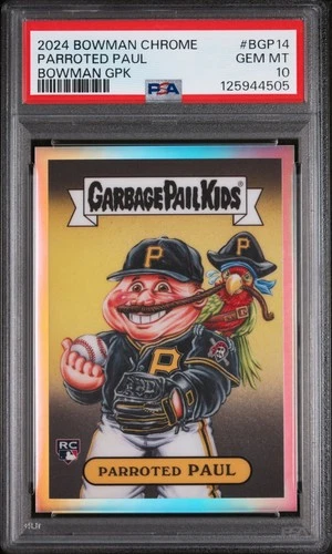 2024 Bowman Chrome Paul Skenes Garbage Pail Kids Parroted Paul Rookie PSA 10 SSP