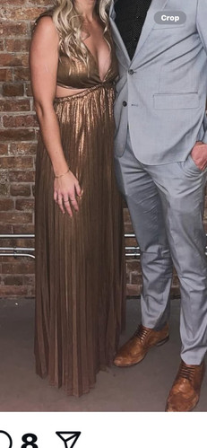 Lulu's Bronze brown Backless Cowl Maxi Dress X small worn once - Picture 1 of 1
