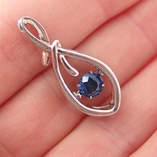 925 Sterling Silver Lab-Created Sapphire Infinity Slide Charm Pendant
