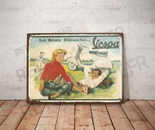 Plaque métal vintage Vespa Décoration publicité affiche ancien scooter