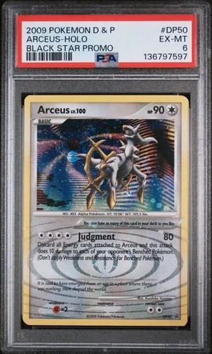13XX CERT PSA 6 - 2009 POKEMON DIAMOND & PEARL BLACK STAR PROMO DP50 ARCEUS-HOLO
