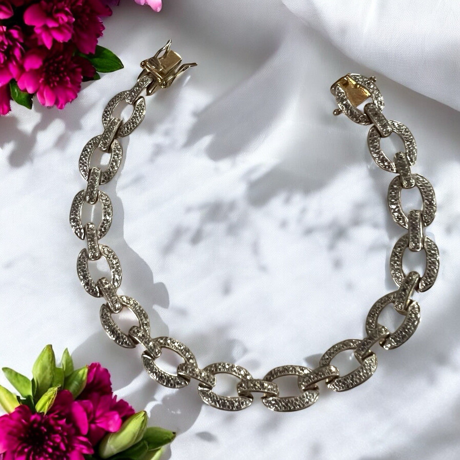 Solid Sterling Silver, .925 Intricate Flat Oval L… - image 5