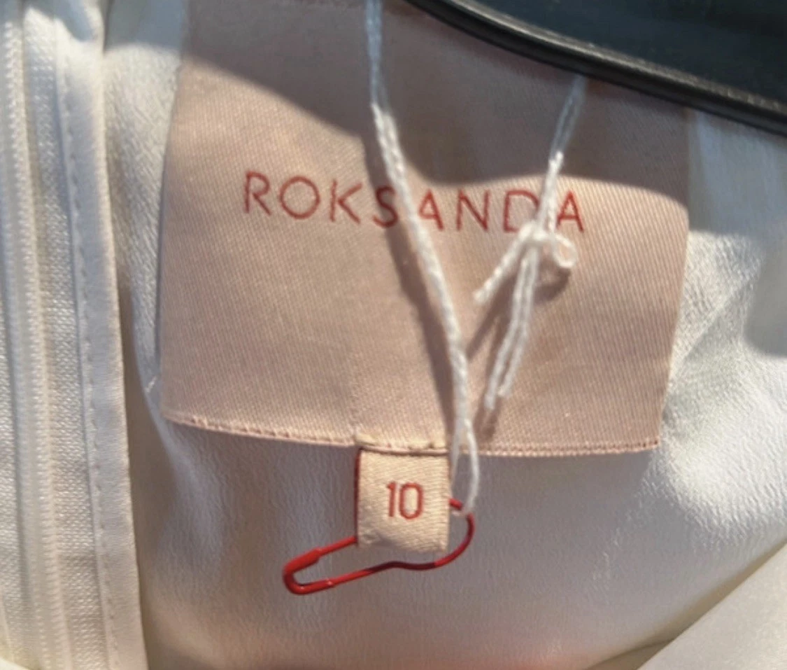 OFF WHITE Abito ROKSANDA Eos bianco sporco avorio taffettà UK 10 RRP £1895 NUOVO