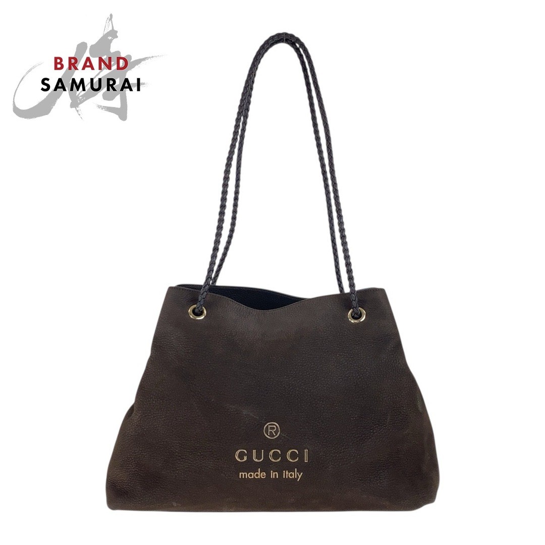 Gucci Brown Nubuck Shoulder Tote Bag with Gold Hardware 503802
