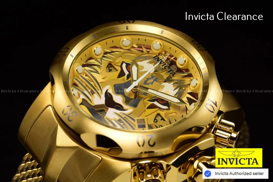 Reloj Invicta Hombre Venom LION HEART Dorado Predator Cronógrafo Tono Dorado Malla SS 54mm Foto 4 de 4