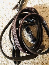 Nunn Finer Havana Brown Horse Full Size Super Grip Soft Rubber Reins 58" Good