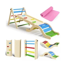 Pikler Triangle Set 7in1 Toddler Toy Indoor Foldable Montessori Cli... Fast Ship