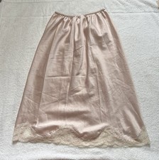 Vintage Christian Dior Intimates beige Satin Half Slip with White Lace Trim