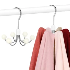 Hoodie Hangers 2-Pack with 6 Wood Balls 360°Swivel Purse Hanger Scarf Hanger ...