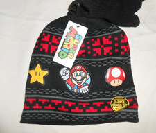 NINTENDO SUPER MARIO BIOWORLD 2-PIECE KNIT HAT AND GLOVES SET BOYS YOUTH NEW